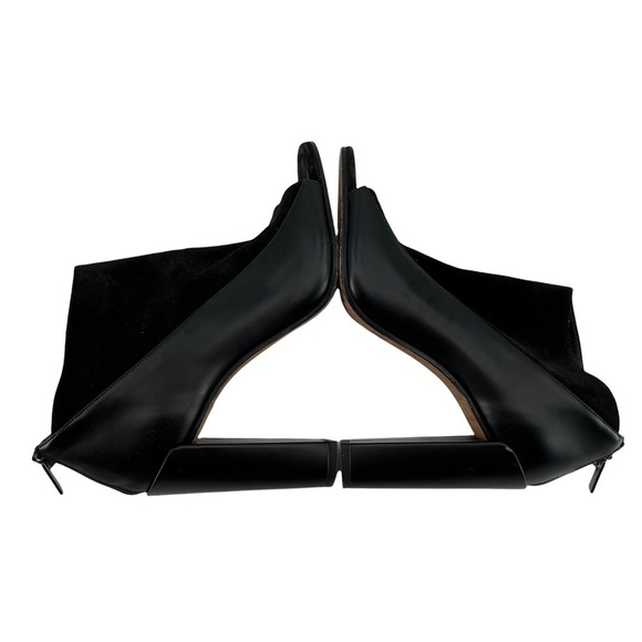 Vince. Women’s Black Suede and Leather Peep Toe Booties Size 7 1/2M - Picture 3 of 7